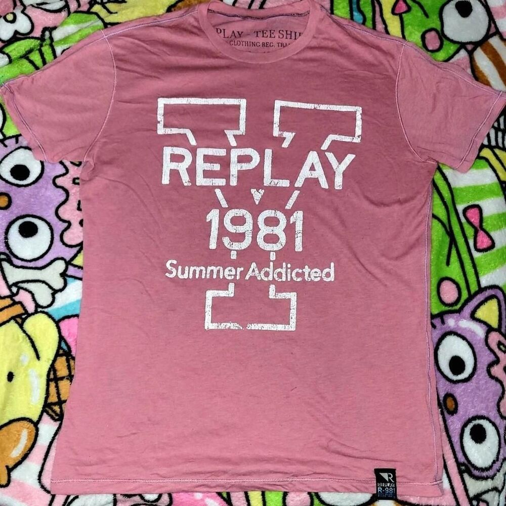 Replay Women's White and Pink T-shirt